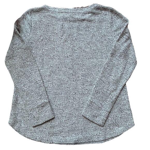 Loft Black & White Heathered Curved Hem Crewneck Sweatshirt Texture Size Medium - Picture 2 of 9